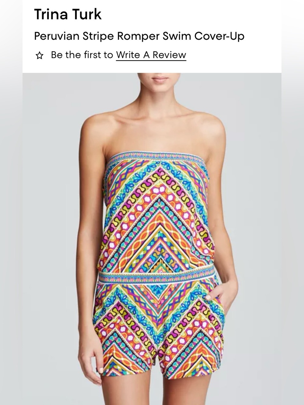 TRINA TURK Medium Peruvian Stripe Swim Coverup Romper Excellent Condition